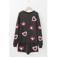 thumbnail image 3 of Women's Carbon Grey Valentine Sequin Heart Corded Pullover and Shorts Set | [ZhiHiMeRi] | (US 20-22)2XL, 3 of 5