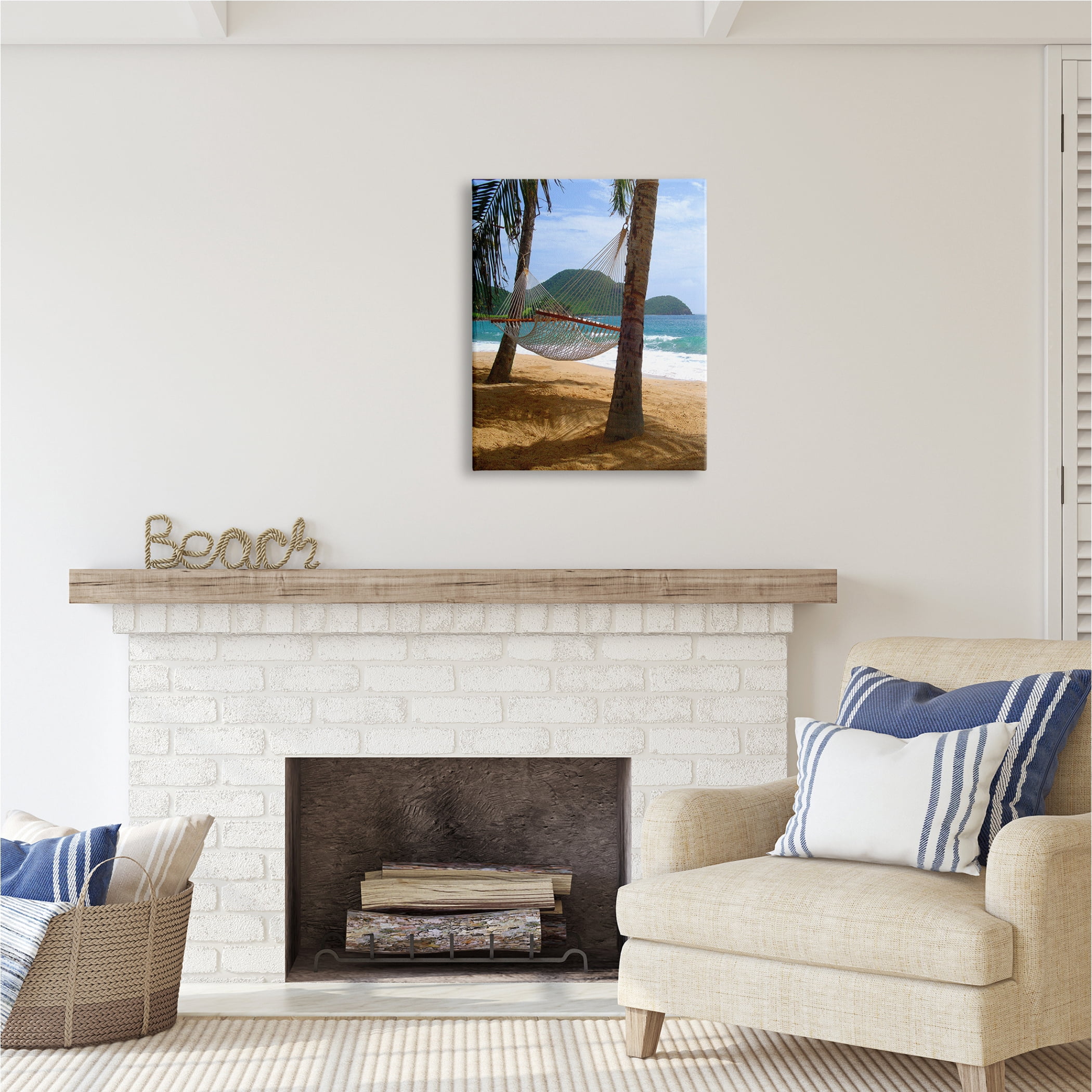 Stupell Industries Hammock on Palm Trees Nature Photography Gallery Wrapped Canvas Print Wall Art, 24 x 30
