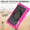 thumbnail image 5 of for Samsung Galaxy Tab S10 FE Plus 2025 Kids Case Heavy Duty Rugged Shockproof Silicone Hybrid Protective Case Cover Rotating Ring Stand Hand Grip+Pencil Holder+Screen Protector, Rose+Black, 5 of 6
