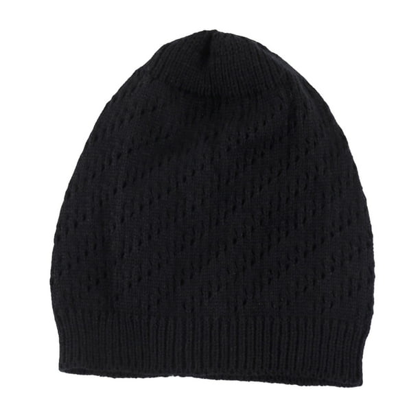Beanie pleated - Black Yoodem Beanie Thin Pleated Hollow Pullover Hat Men and Women  main image 4