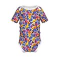 thumbnail image 2 of Balery The Garden Tricolor Pansy Flower Pattern Baby Climbing Clothes Infant Bodysuit Cute Infant Bodysuit Baby Romper-12 Months, 2 of 7
