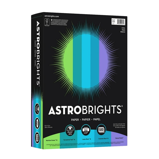 Papel de color Wausau Papers Astrobright, genial surtido