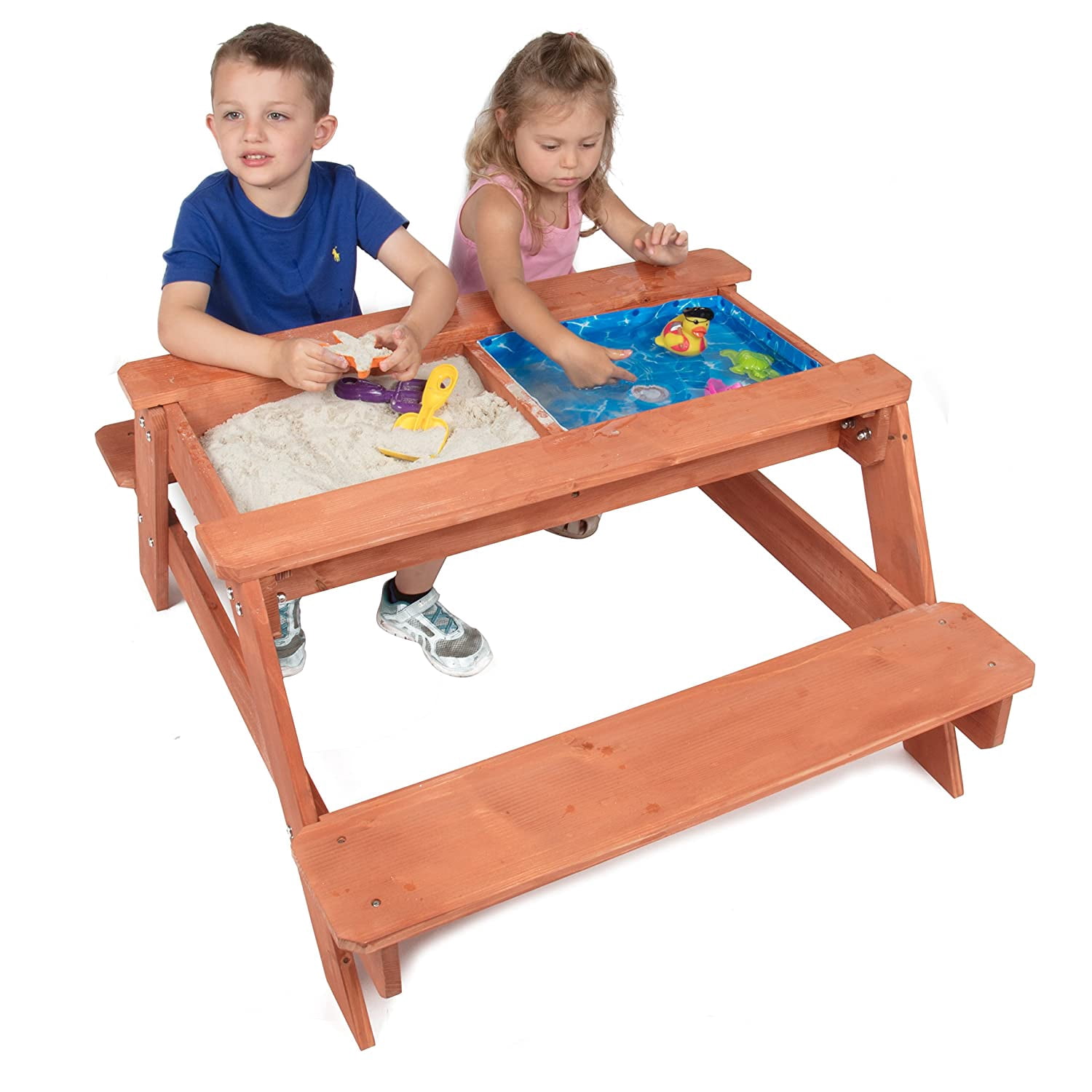 Svan Kids All in One Convertible Indoor/Outdoor Picnic, Sand & Water Activity Table w Removable Top (43 X 35 X 19 in) - Made of 100% Wood for Safe & Fun Sandbox Play- Playbox for Boys and Girls, Gift