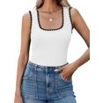 thumbnail image 2 of Women'S Square Neck Tank Tops Summer Sleeveless Shirts Casual Slim Fitted Color Block Ribbed Tanks White S, 2 of 9