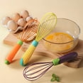 thumbnail image 6 of AYktou 10×2.3 Inch Silicone Whisks, Cute Vegetable Handle Wire Balloon Form Eggs Beater Kitchen Cookware Cream Stirrers, Manual Milk Frother Coffee Whisker for Cooking Beating & Blending, 6 of 6