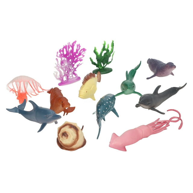 12 figuras de animales marinos, divertidas y educativas, con formas vívidas que mejoran las habilidades lingüísticas, modelos de plástico seguros de animales del océano.