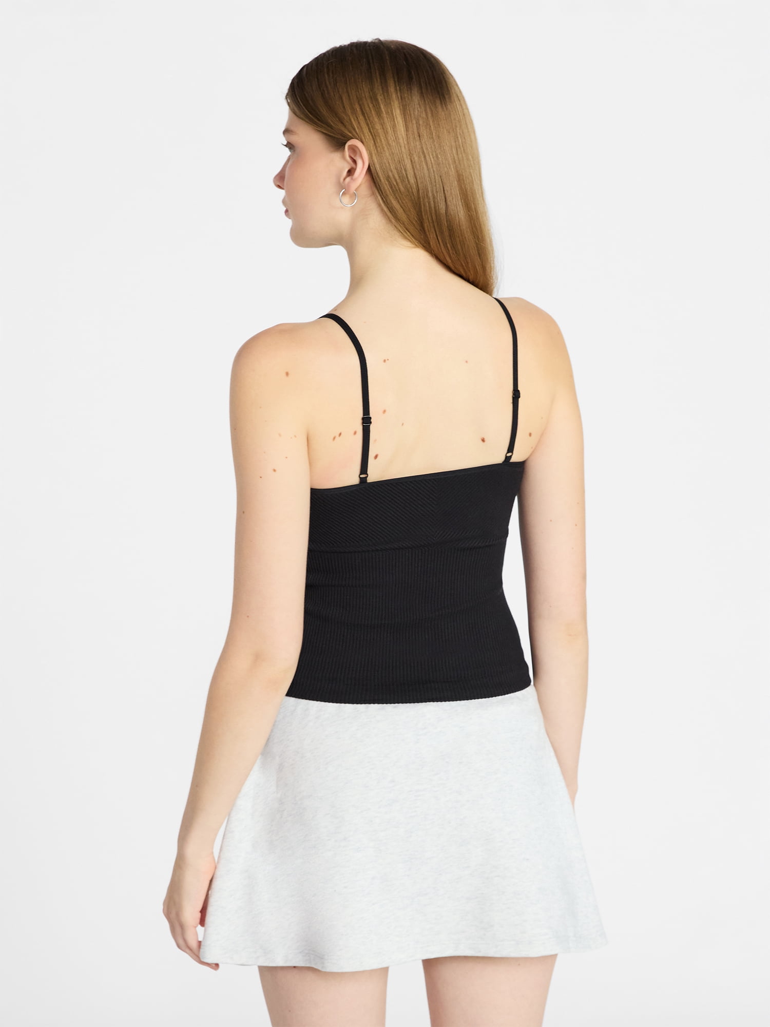 No Boundaries Textured V-Neck Cami Top, Women's XXS-XXL