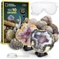 thumbnail image 1 of National Geographic Break Open 10 Premium Geodes â Includes Goggles & Display Stands - STEM Science Kit, Geology Gift for Kids, Break Your Own Geodes, 1 of 7