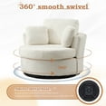 thumbnail image 3 of Muumblus Oversized Barrel Swivel Accent Chair Set of 2, Comfy Armchair with 3 Pillows, Modern Teddy Fabric Leisure Sofa Chair for Living Room, Bedroom, Ivory, 3 of 8