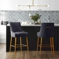 thumbnail image 2 of TOV Furniture Beatrix 25.6" Velvet Counter Stool in Pleated Dark Gray, 2 of 6