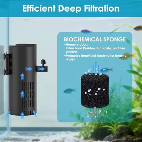 Aquarium Filter for 60-100 Gallon Tanks, Internal Fish Tank Filter, Submersible Turtle Tank Filter, with Aeration/Rainfall Modes and Dual Water Outlet