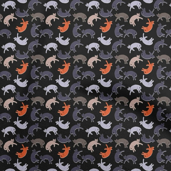 oneOone Georgette Viscose Black Fabric Animal Cat Sewing Fabric By The Yard Printed Diy Clothing Sewing Supplies 42 Inch Wide