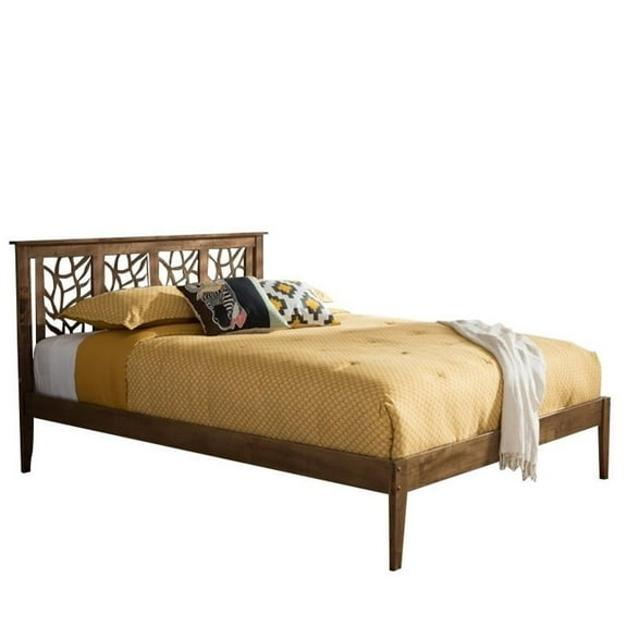 Hawthorne Collections Mid-Century Wood Queen Platform Bed in Walnut Brown