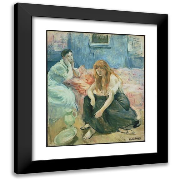 Berthe Morisot 12x14 Black Modern Framed Museum Art Print Titled - Two Girls (circa 1894)