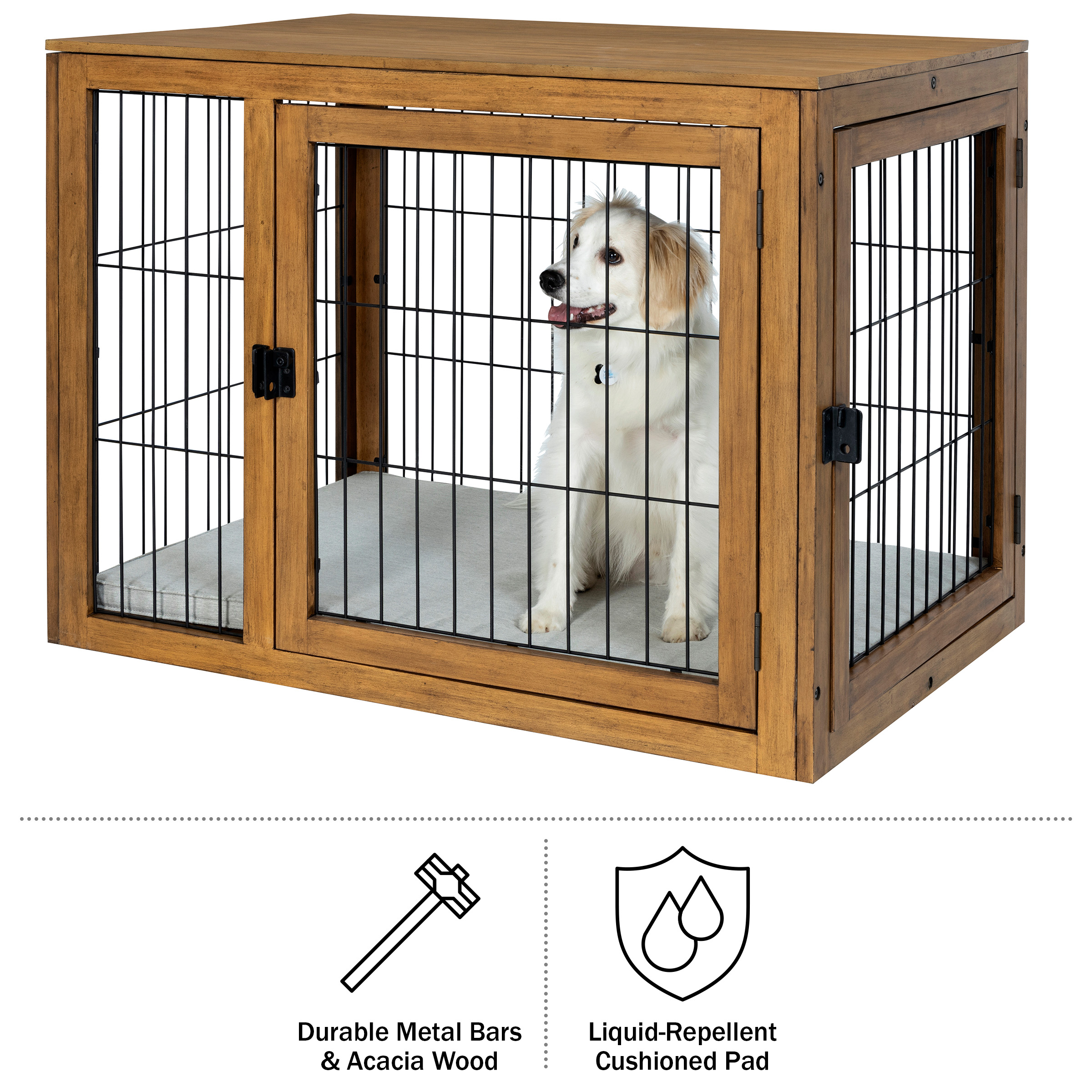 PETMAKER Furniture-Style 2-Door Crate for Dogs with Cushion