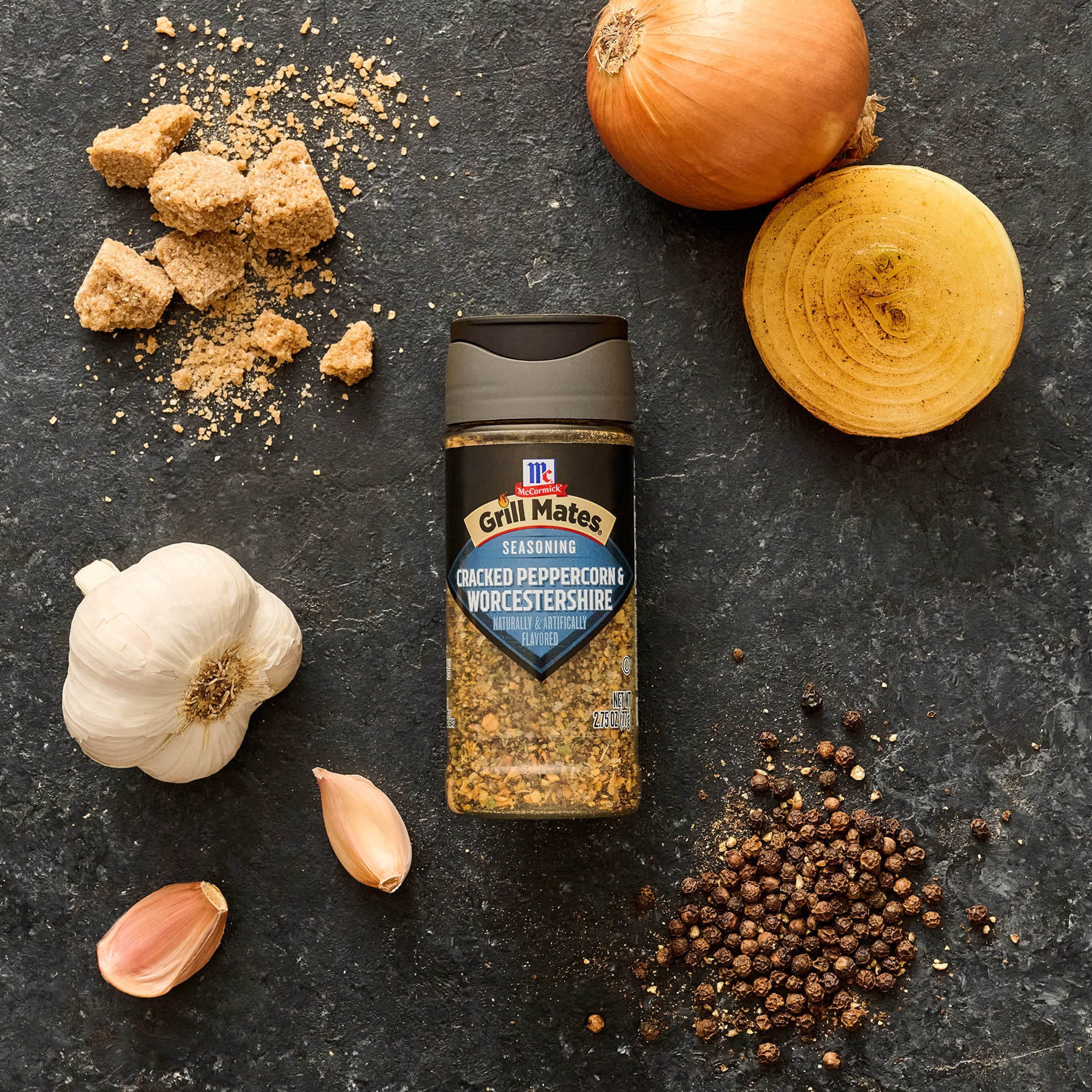 (6 pack) Grill Mates Kosher Cracked Peppercorn & Worcestershire Seasoning, 2.75 oz Bottle