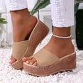thumbnail image 2 of Dakaela Platform Sandals Women Slip on Espadrille Bohemia Wedge Sandal Comfortable Open Toe Dressy Beach Summer Slides Shoes Khaki Size 9.5, 2 of 7