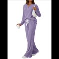 thumbnail image 3 of Conjuntos de Dos Piezas para Mujer, Suéter de Cuello Henley de Otoño, Chándal A Juego, Pijamas Cómodos con Bolsillos Púrpura S, 3 of 7