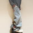 thumbnail image 4 of Mrmall Men's Wide Leg Jeans Vintage Baggy Jeans Embroidery Casual Loose Fit Denim Pants with Pockets, 4 of 6
