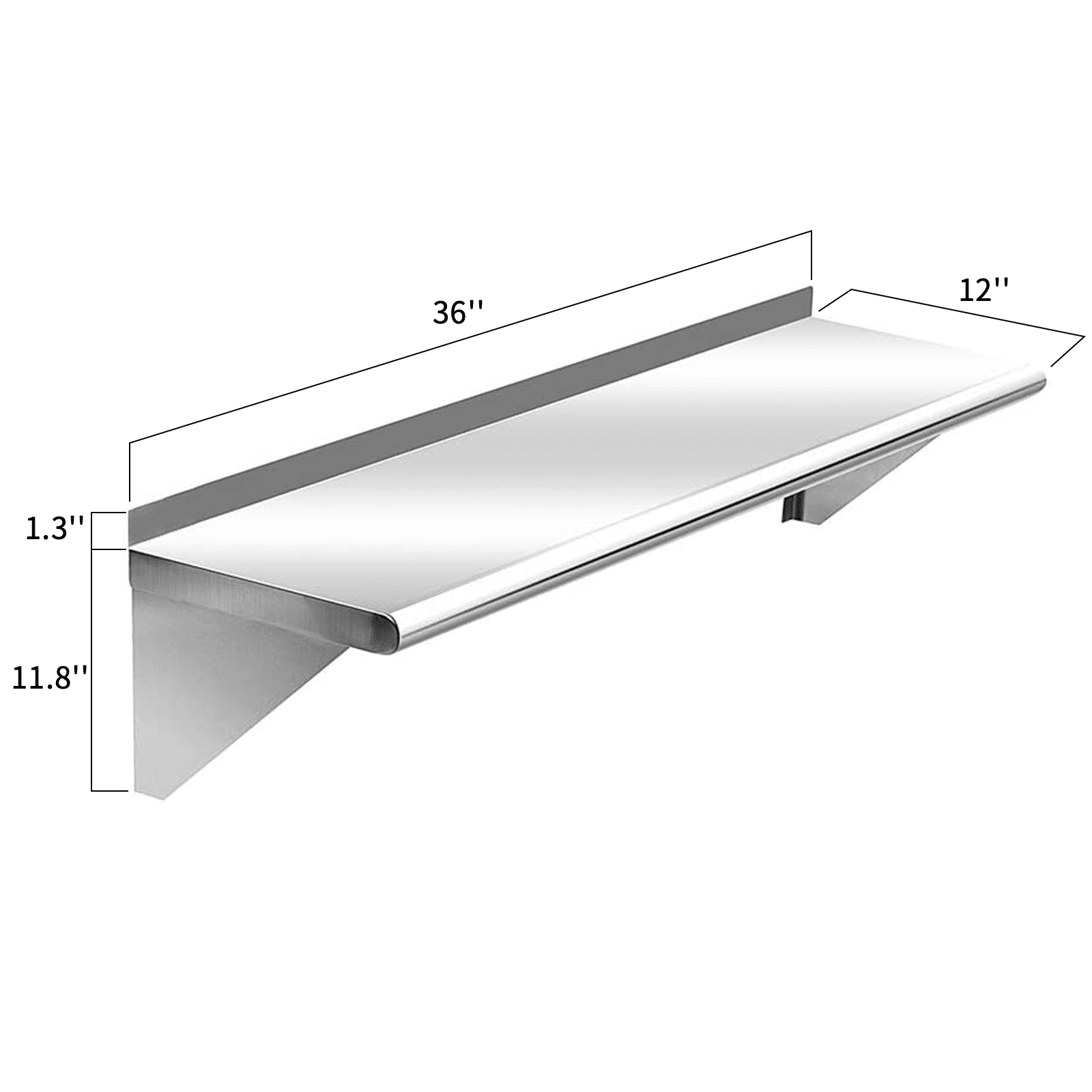 Stainless Steel Floating Shelf 12 Deep for Kitchen, Bathroom and Home –  Cascade Manufacturing