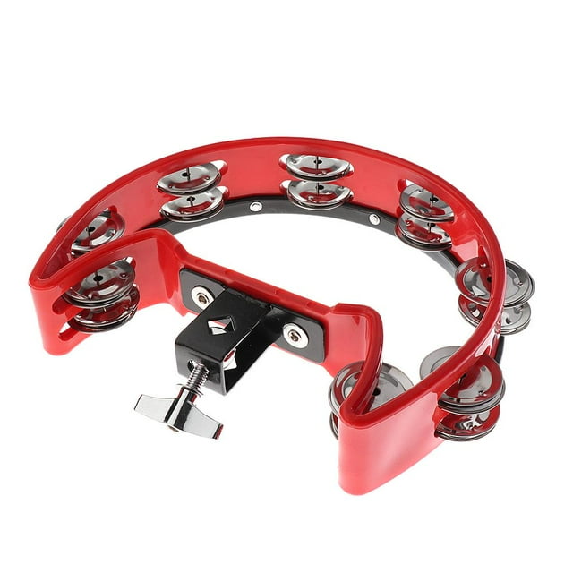 Tachiuwa Music Rattle Tambourine Clip-on Handbell Shaker for Precussion Accompaniment Red