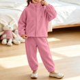 thumbnail image 6 of Cethrio Girls Fleece Pajama Sets Long Sleeve, 2 Piece Comfy Crew Neck Girls' Sleepwear Hot Pink Size 2-3 T, 6 of 6