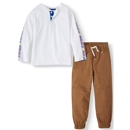 365 Kids from Garanimals Boys 4-10 Long Sleeve Henley T-Shirt & Jogger Pants, 2-Piece Outfit Set