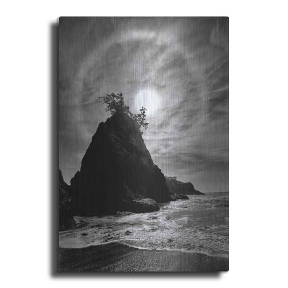 Luxe Metal Art 'Sun Halo 2 Proc B&W' by Thomas Haney, Metal Wall Art, 24"x36"