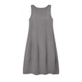 thumbnail image 5 of Zynoxe Midi Dresses for Women Classic Square Neck Sleeveless Beach Dress Flowy A-Line Solid Color Women's Cotton Linen Dresses Breathable Casual Loose Shift Sundress with Pockets M, 5 of 10