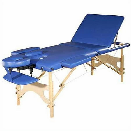 Sivan Health and Fitness Three Fold Reiki Portable Massage Table and Carrying Case, Blue