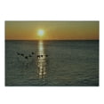 thumbnail image 3 of Birds Cutting Board, Silhouettes of Canadian Geese Flying over a Lake at Sunrise Romantic Scenery, Decorative Tempered Glass Cutting and Serving Board, Small Size, Orange and Grey, by Ambesonne, 3 of 5