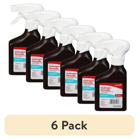 (6 pack) Leader Hydrogen Peroxide First Aid Antiseptic Topical Solution USP, 3% Spray Bottle 8 fl oz