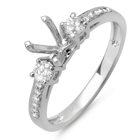 Dazzlingrock Collection 0.33 Carat (ctw) 14k Round Diamond Ladies Bridal Engagement Semi Mount Ring 1/3 CT (No Center Stone), White Gold, Size 6.5