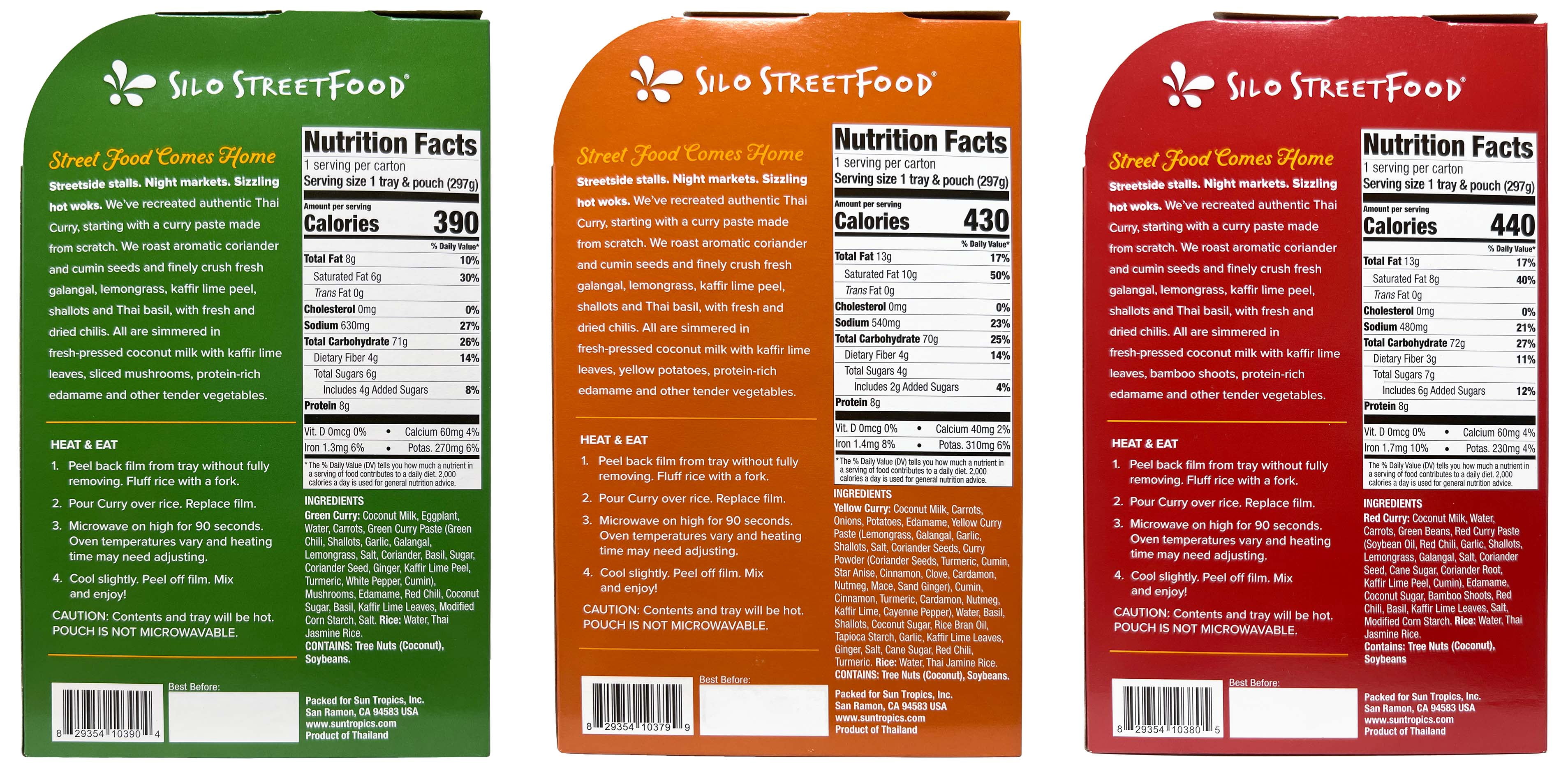 Silo Thai Curry Street Food Ready-To-Eat Meals Variety 3-Pack | Red, Yellow & Green Curry | 10.48 oz | MerlinsMart Zine