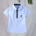 thumbnail image 2 of EnJoCho Boys Easter Dress Shirt Short Sleeve Cotton Embroidery Top Kids 3-14Y Spring Celebration Church Outfit, 2 of 9