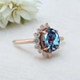 thumbnail image 2 of Oval Alexandrite Ring Diamond Half Halo Bridal Jewelry Rose Gold Plated Engagement Ring Birthday Gift for Mom Color Changing Gemstone Ring, 2 of 4