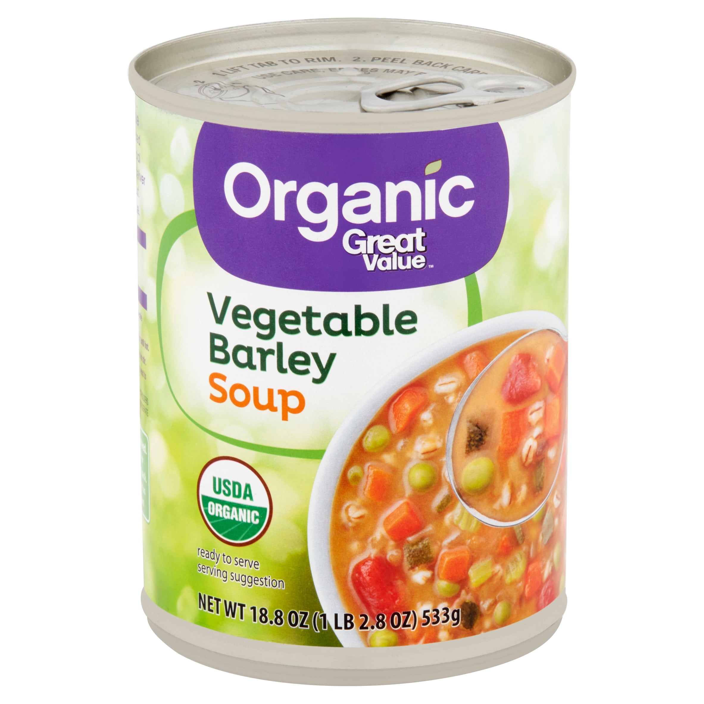 Great Value Organic Vegetable Barley Soup, 18.8 oz