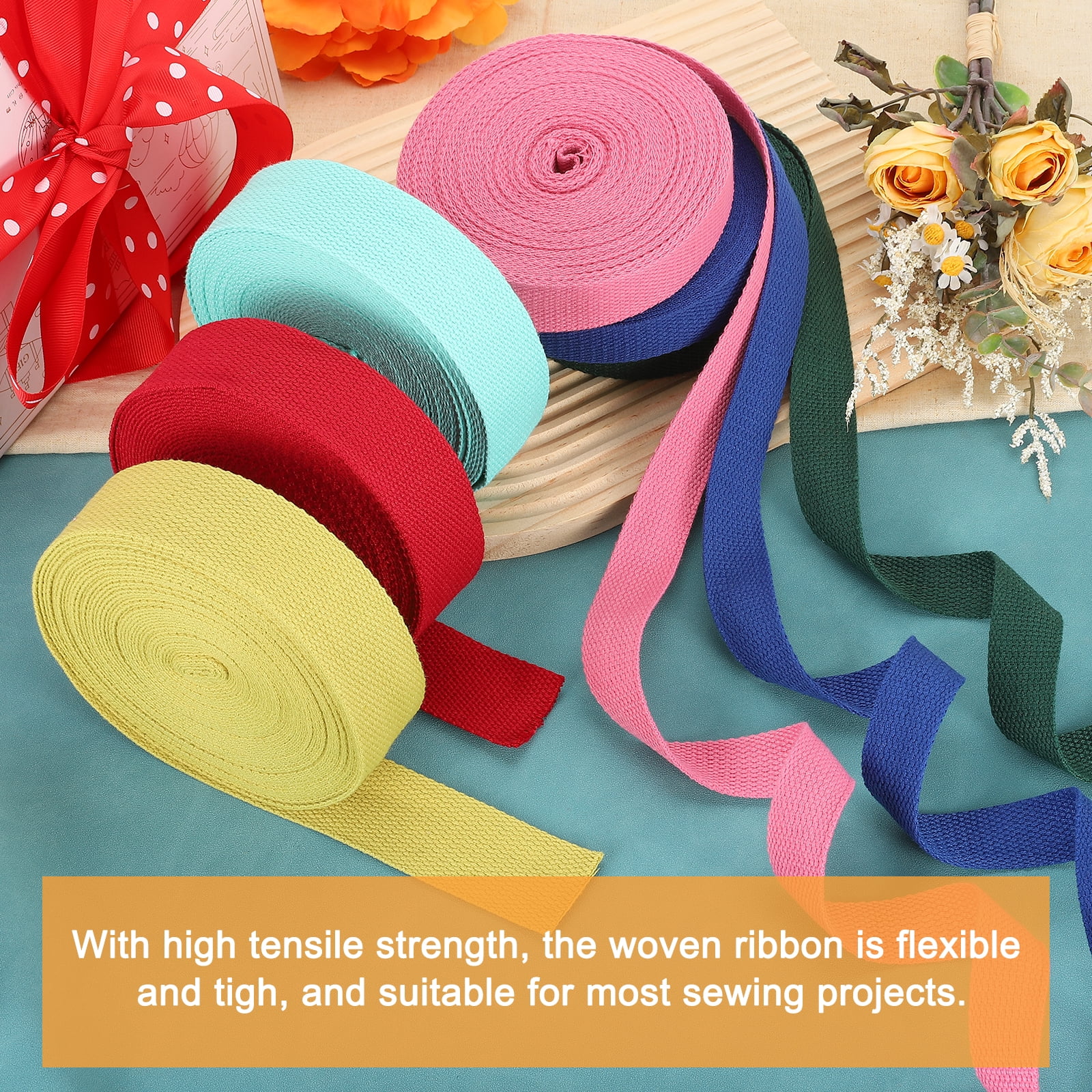 Uxcell Cotton Webbing 2 Inch 11 Yard Polyester Cotton Weave Webbing Strap Twill Tape Ribbon for Arts and Crafts Webbing Tote Bag Handles Cloth Belt Making Outdoor Supplies, Dark Green