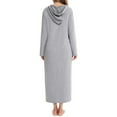 thumbnail image 2 of Defitshape Women's Zip Up Hoodie House Coat Long Robe Pocket Long Sleeve Full Length Housecoat Soft Bathrobe Zipper Grey XX-Large, 2 of 5