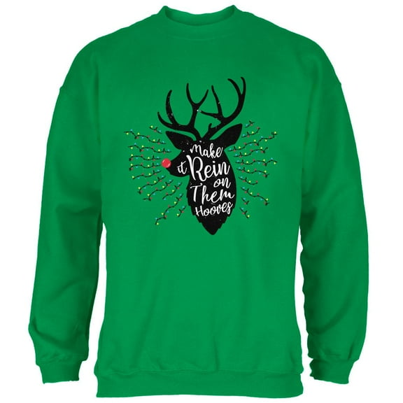 Christmas Make it Rein Rain Reindeer Pun Mens Sweatshirt