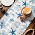 thumbnail image 3 of Blue Starfish Coastal Table Runner 90 Inches, Summer Beach Coral Grey Plaid Bed Runner Dresser Scarves Tabletop for Indoor Outdoor Parties/Ceremony/Banquet, 13" x 90", 3 of 9
