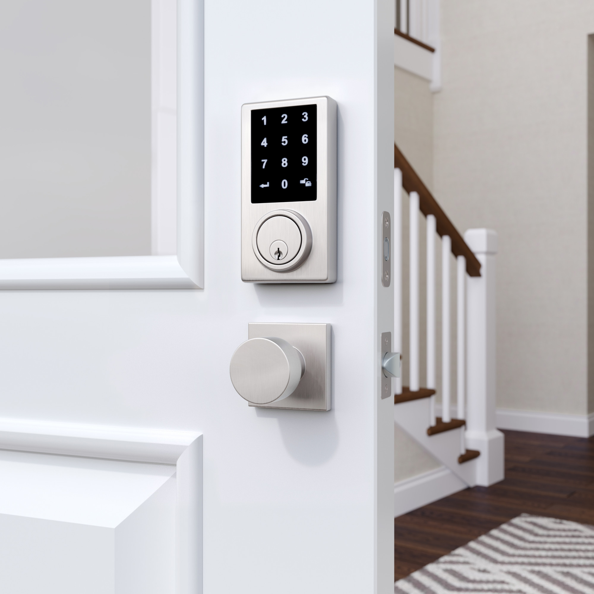 Miseno MLK4090SN Quattro Shaker Passage Door Knob Set - Nickel