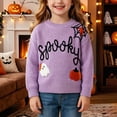 thumbnail image 2 of 6-12 Months Toddler Girls "Spooky" Ghost Pumpkin Embroidered Knit Sweater,Halloween Pullover, 2 of 9