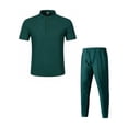 thumbnail image 5 of Men's Short Sleeve Outfits Waffle Knit Henley Shirt and Long Pants Set Casual 2 Pieces Summer Beach Tracksuits with Pockets Big and Tall Size S-3XL Green, 5 of 5