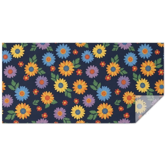 Pioneer Flower Floral Print Pattern Rectangle Tablecloth 60"x120", Waterproof Polyester Table Cloth, Wipeable Spillproof for Dining Camping Indoor Outdoor