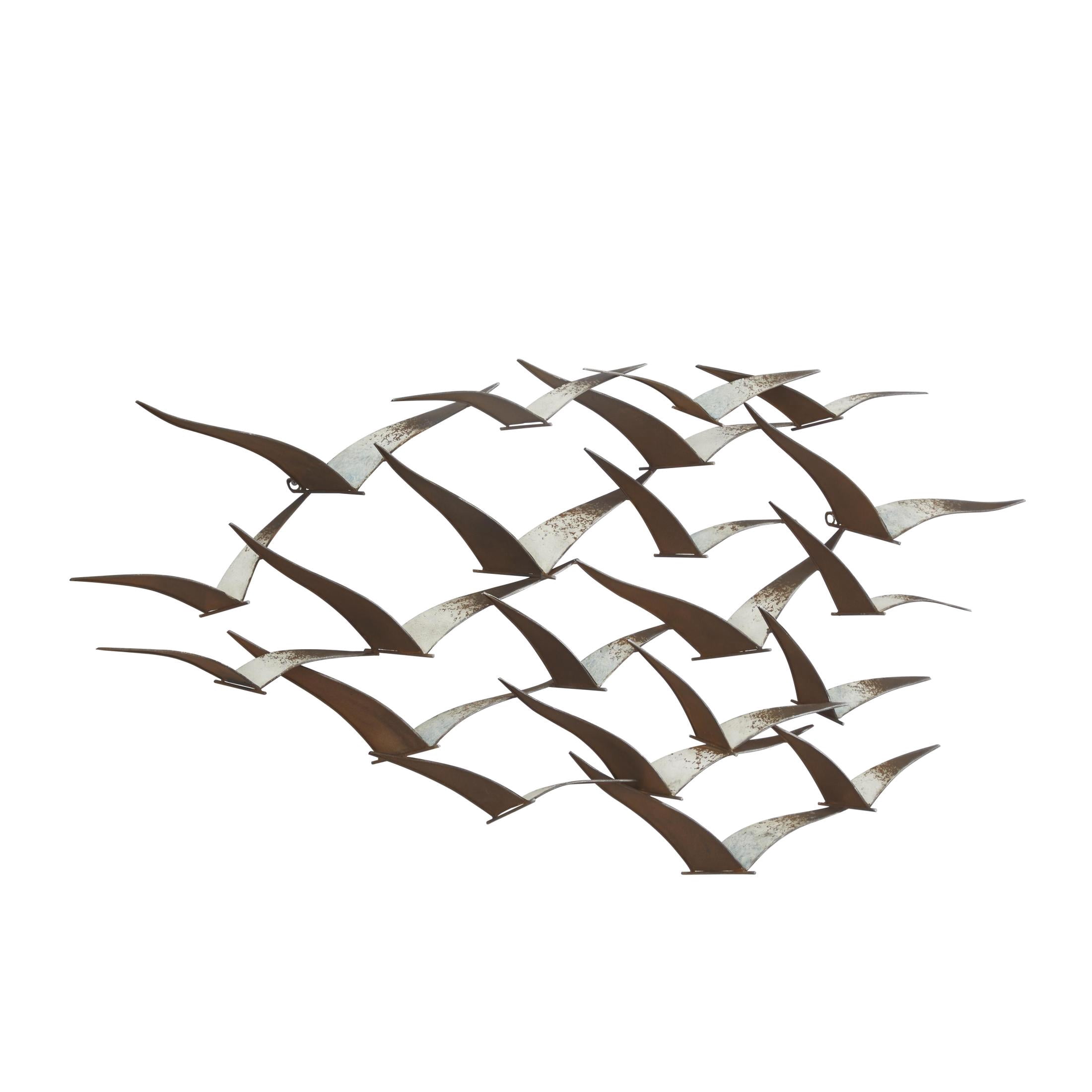 DecMode Brown Metal Flying Flock Of Bird Wall Decor