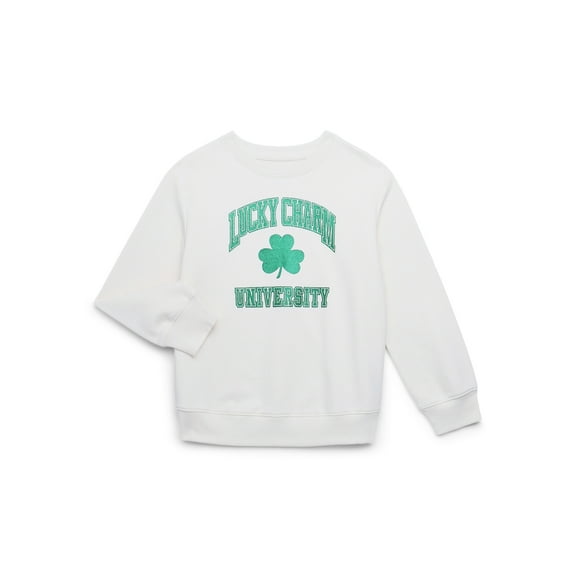 Saint Patrick's Day Girls Graphic Fleece Sweatshirt with Long Sleeves from Way to Celebrate, Sizes 4-18