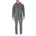 thumbnail image 4 of mihongmao Mens 2 Piece Outfits Sweatsuits Men 2 Piece Outfit Drawstring Zip Up Hoodie Matching Waist Sweatpants Sets Dark Gray 3X, 4 of 8