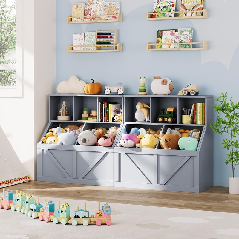 TROPOW Kids Bookshelf and Toys Storage,Kids Toys Storage Organizer,Toys Storage Cabinet with Toys Shelf,Toddler Bookshelf Toys Organizer and Storage Bins for Playroom