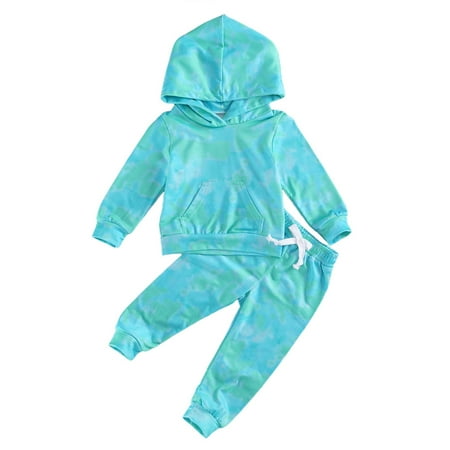 

Gupgi Baby Boys Girls Autumn Clothes Sets Long Sleeve Tie Dye Hooded Tops Pants Casual Sportwear Outfits